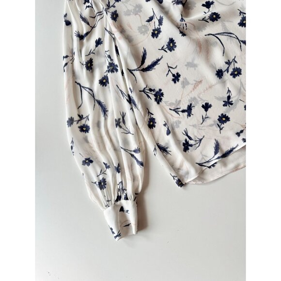 JOIE Yadra White Floral Double Faced 100% Silk Georgette V-Neck Blouse, Size L - Picture 8 of 16